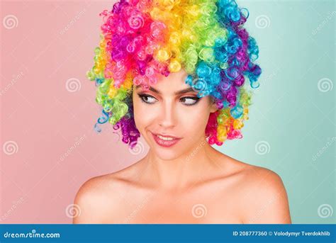 Girl In Clown Is Holding Blank Banner Royalty-Free Stock Photography | CartoonDealer.com #50377841
