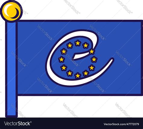 Council of europe official flag on flagpole Vector Image