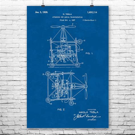 Nikola Tesla Flying Car Poster Print Engineer Gift - Etsy