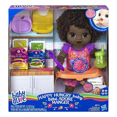 Baby Alive Happy Hungry Baby Black Curly Hair Doll-Bilingual - Walmart.ca