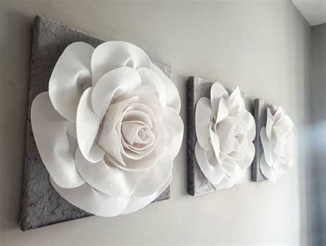 3D Rose Canvas Rose Wall Art Rose Decoration Handmade Rose White Roses ...