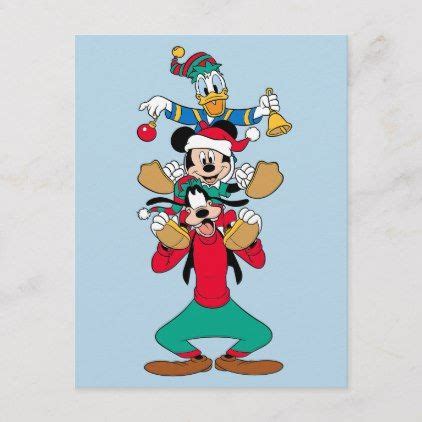 Mickey, Goofy & Donald | Ready for Christmas Holiday Postcard | Zazzle ...