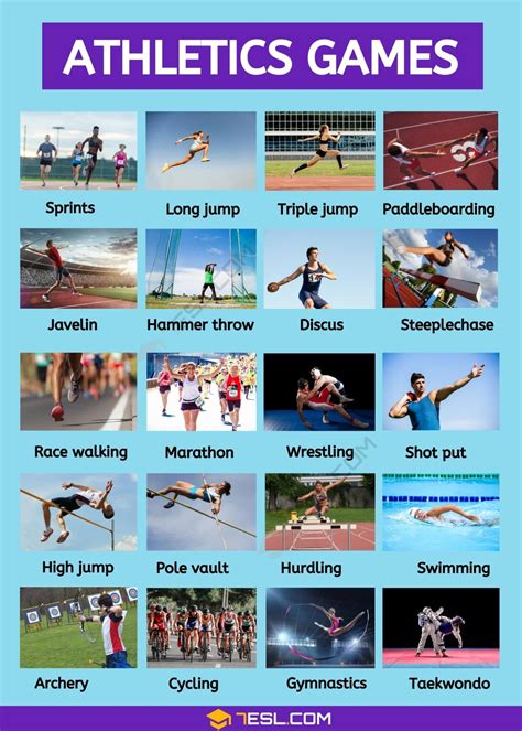 Athletics Games List in English • 7ESL