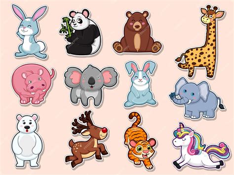 Premium Vector | Collection character cute animals Stickers. Animal ...