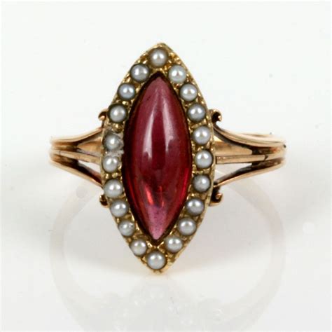 Buy Rose gold antique garnet and pearl ring. Sold Items, Sold Rings ...