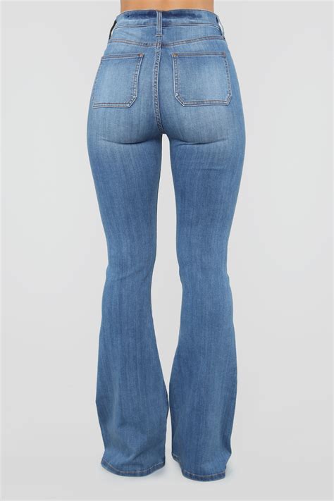 Raphaela High Rise Flare Jeans - Medium Blue Wash | Best jeans for ...