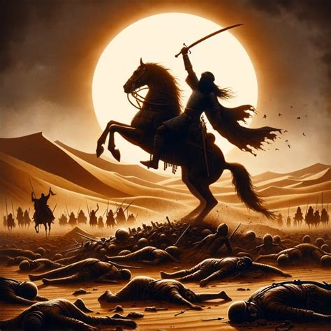 Victorious Muslim Warrior in Jahiliyyah Desert Battle Scene | AI Art Generator | Easy-Peasy.AI