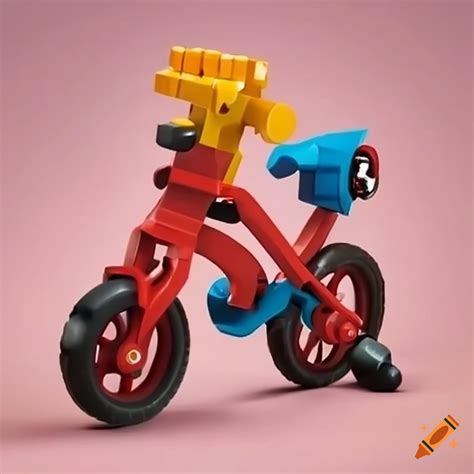 Lego character riding a folding bike on Craiyon