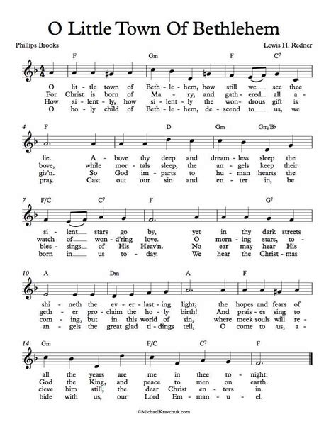 Free Lead Sheet – O Little Town Of Bethlehem – Michael Kravchuk