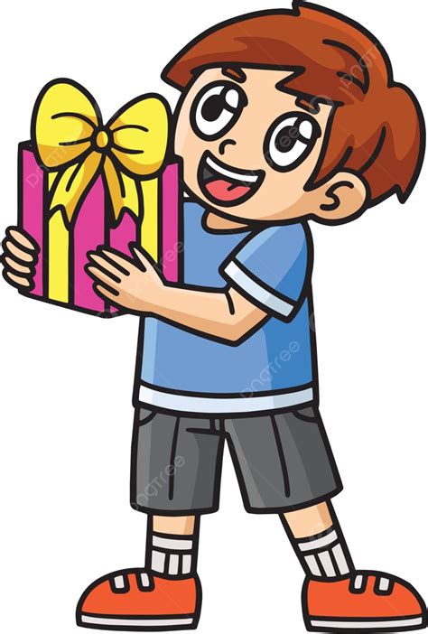 Child Giving Gift Cartoon Colored Clipart Image Traditional Child Giving Gift Vector, Image ...