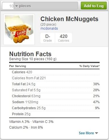 » Calorie chicken mcnuggets