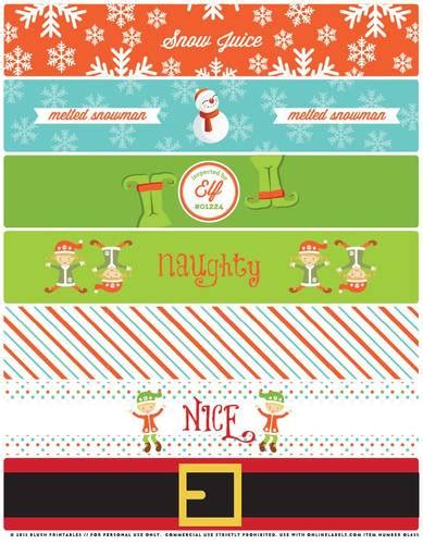 Assorted Christmas Themed Water Bottle Label Template | OnlineLabels®