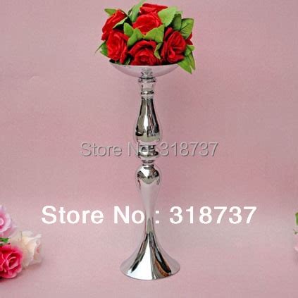 10pcs/lot tall 45cm Silver metal vase Wedding decoration-in Vases from Home & Garden on ...