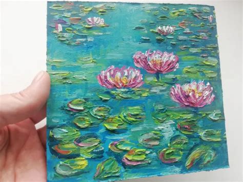 WATER LILIES ORIGINAL oil painting landscape style Claude Monet. No ...