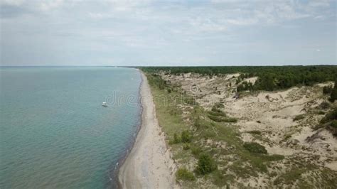 Lake Huron, Beach and Water. Aerial View. 4k. Stock Footage - Video of ...