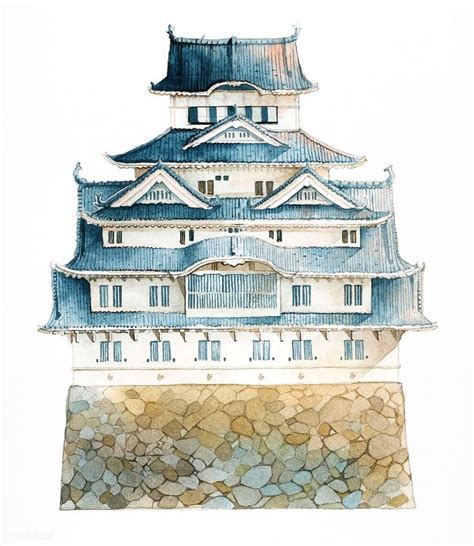 Himeji castle in Japan vector | premium image by rawpixel.com / Niwat | Japan watercolor, Himeji ...