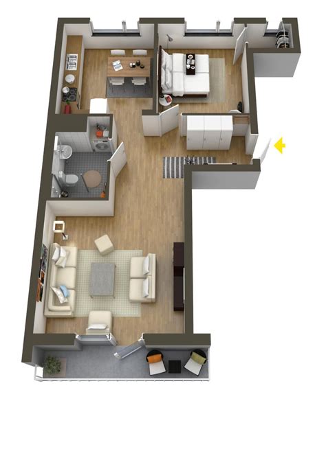 40 More 1 Bedroom Home Floor Plans