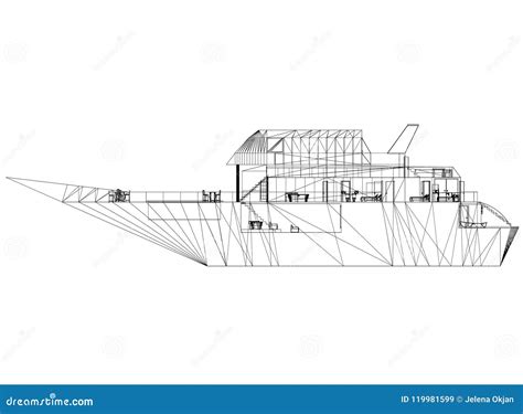 Yacht Concept Architect Blueprint - Isolated Stock Illustration - Illustration of ocean ...