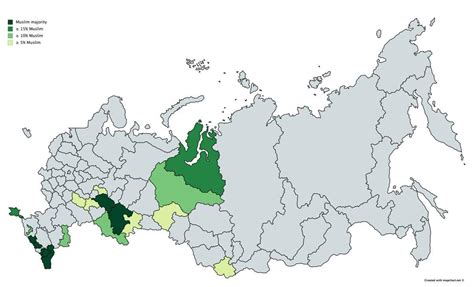 Regions of Russia with a significant Muslim population : r/MapPorn