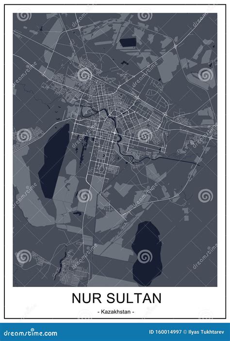 Map of the City of Nur-Sultan, Kazakhstan Stock Illustration ...