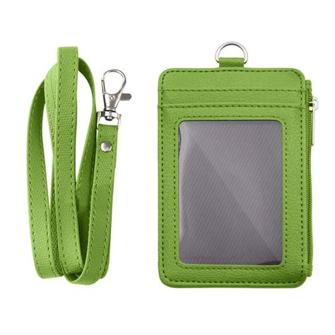 GOGO Professional ID Badge Holder with Zip, 2-Sided Vertical Style PU Leather ID Badge Holder ...