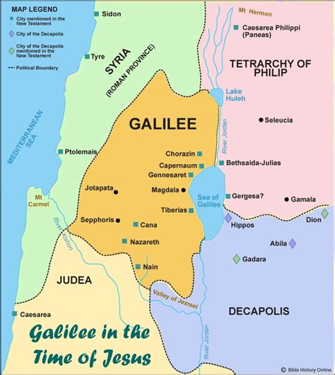 This map shows the Galilee region during the time of Christ in the ...