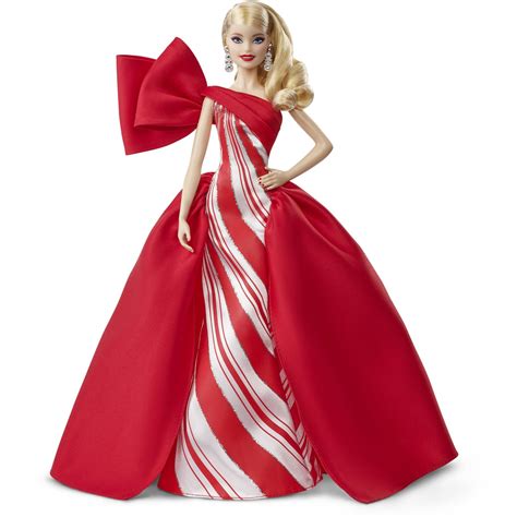 Barbie 2019 Holiday Doll, Blonde Curls with Red & White Gown - Walmart.com