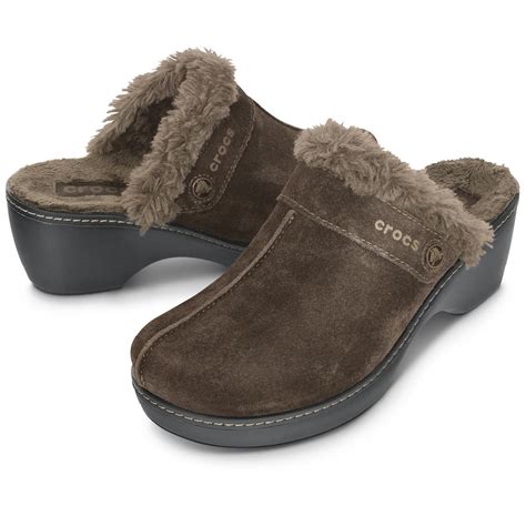 Crocs Women's Cobbler Leather Clog with Faux Fur Trim - 643773, Casual Shoes at Sportsman's Guide