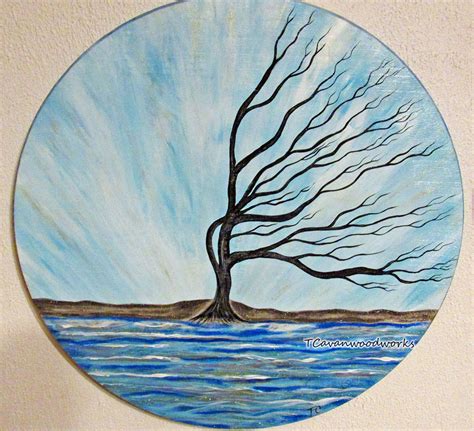 Windswept Tree Painting Wind Swept Tree Art Ocean Waves - Etsy