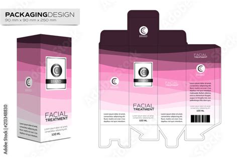 Packaging design template box layout for cosmetic product. Treatment ...