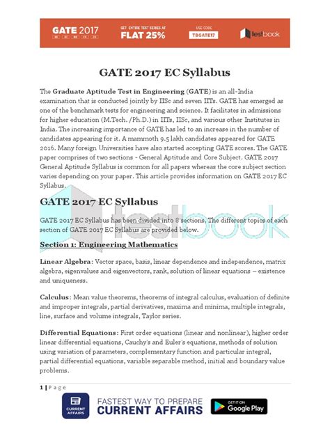 GATE 2017 ECE Syllabus | PDF | Electronic Circuits | Fourier Transform