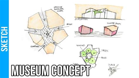 Architectural Sketch Drawing #5 - Museum Concept - YouTube | Art museum architecture ...