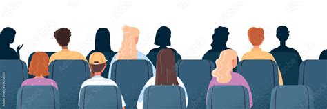 Audience in cinema. Graphic element for website, people on chairs ...