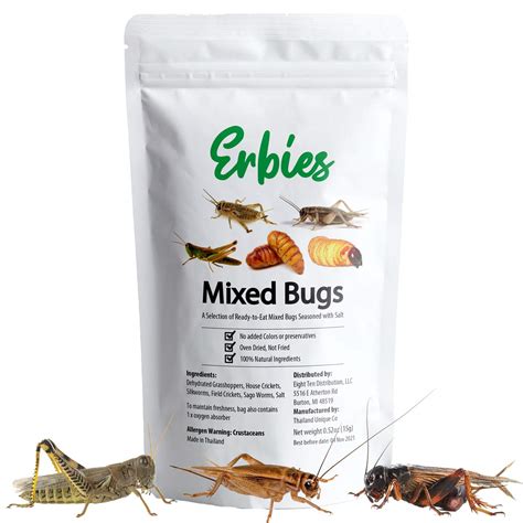 Buy Erbies Edible Bugs Mixed Trail Mix, 15g Bag, Seasoned and Crunchy Insects, Crickets ...