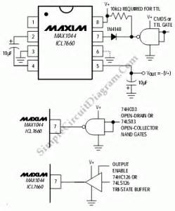 Shutdown Schemes for MAX1044/ICL7660 – Simple Circuit Diagram