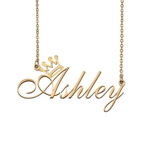 Ashley Name Necklace With Crown, Name Necklace Gold, Custom Name ...