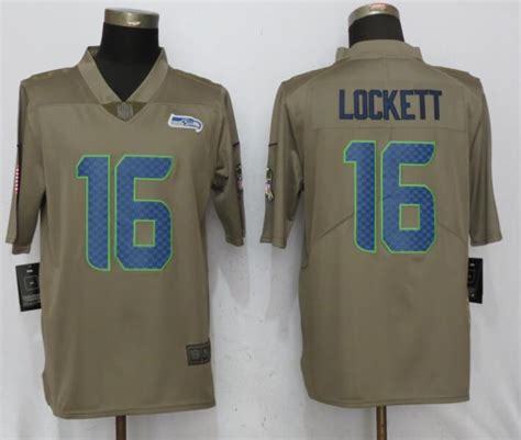 Nike Seahawks 16 Tyler Lockett Olive Salute To Service Limited Jersey