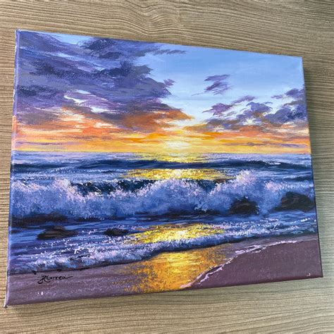 Acrylic Painting Sunset Seascape original Painting - Etsy