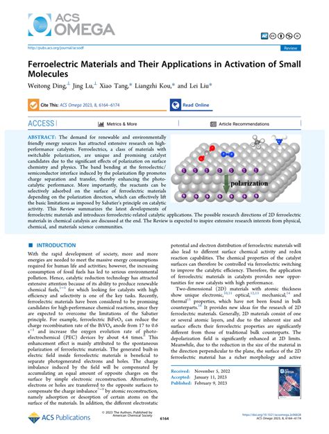 (PDF) Ferroelectric Materials and Their Applications in Activation of Small Molecules