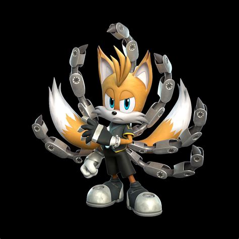 Tails Sonic Prime Tails Nine Black background by Ramanutala on DeviantArt