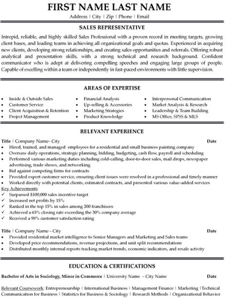 Sales Representative Resume Sample & Template