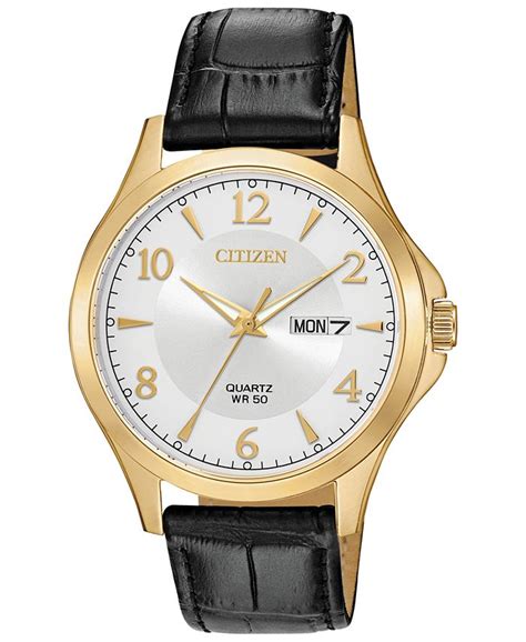 Citizen Men's Quartz Brown Leather Strap Watch 41mm - Macy's