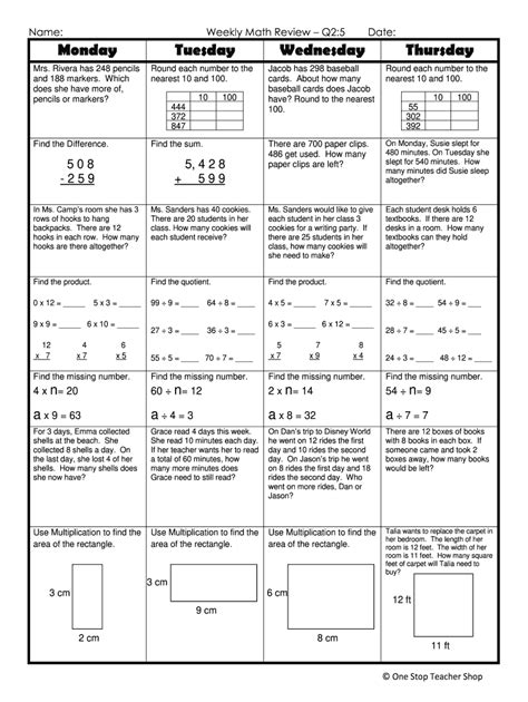 Weekly Math Review Q2 5 Answer Key - Fill Online, Printable, Fillable, Blank | pdfFiller