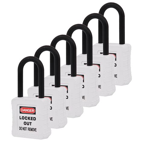 De-Electric Lockout Padlocks 6 Keyed Alike 38mm White - LOTOMASTER