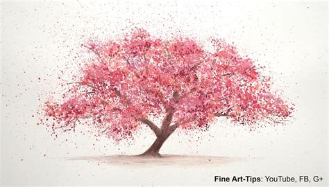 How to Paint a Cherry Tree in Watercolor - Splatter Painting Trees - Pa ...