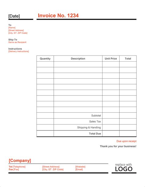 Microsoft Office Word Invoice Template – PARAHYENA