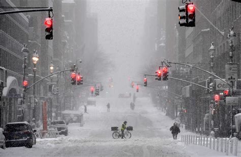 Snow-covered street in midtown New York City, February 2021, Angela ...