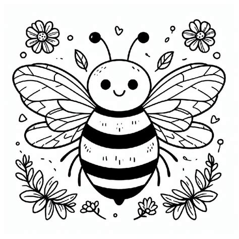 Cute Bumble Bee coloring page - Download, Print or Color Online for Free