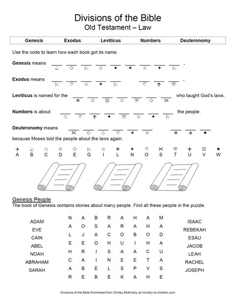 Free Printable Books Of The Bible Worksheets