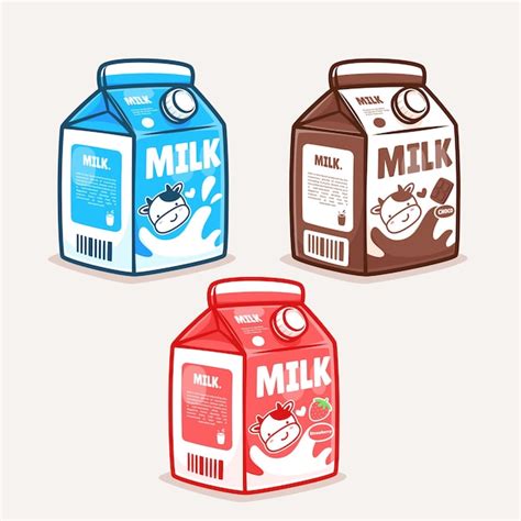 Premium Vector | Cartoon milk box carton varian design vector illustration